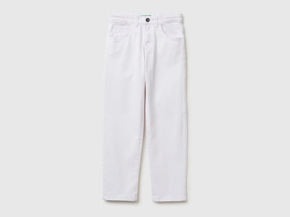 Benetton White Boys Stretch Cotton Trousers SKU: 4TCGCE04D_101 Image 01
