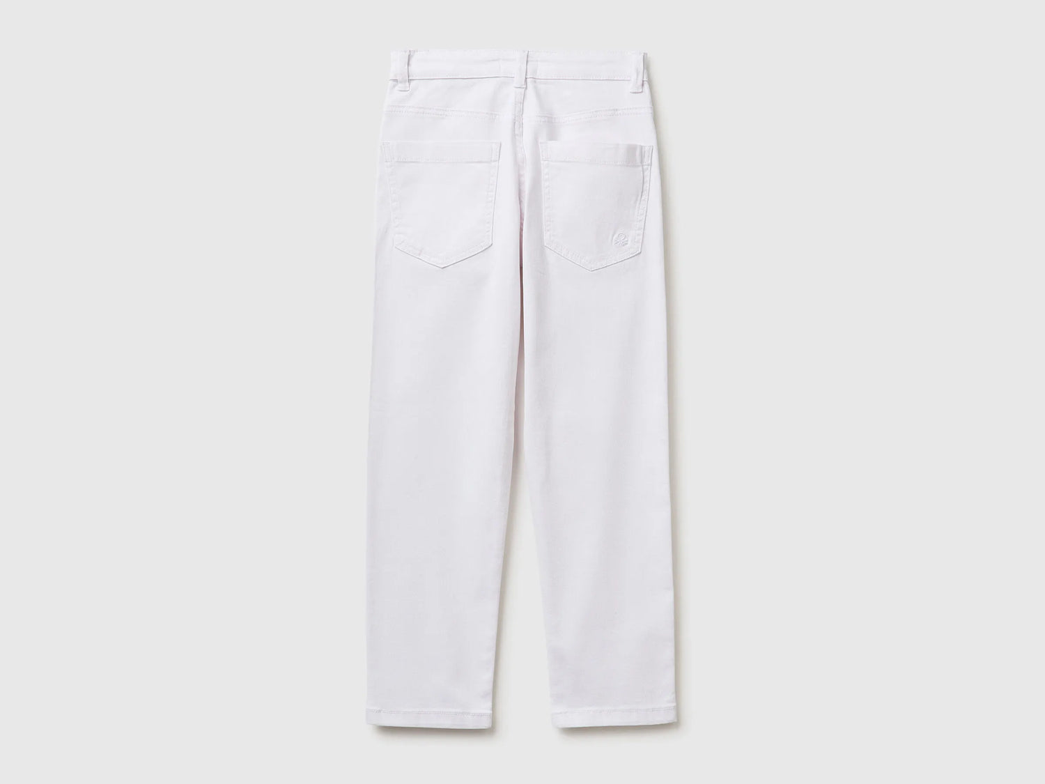 Benetton White Boys Stretch Cotton Trousers SKU: 4TCGCE04D_101 Image 02