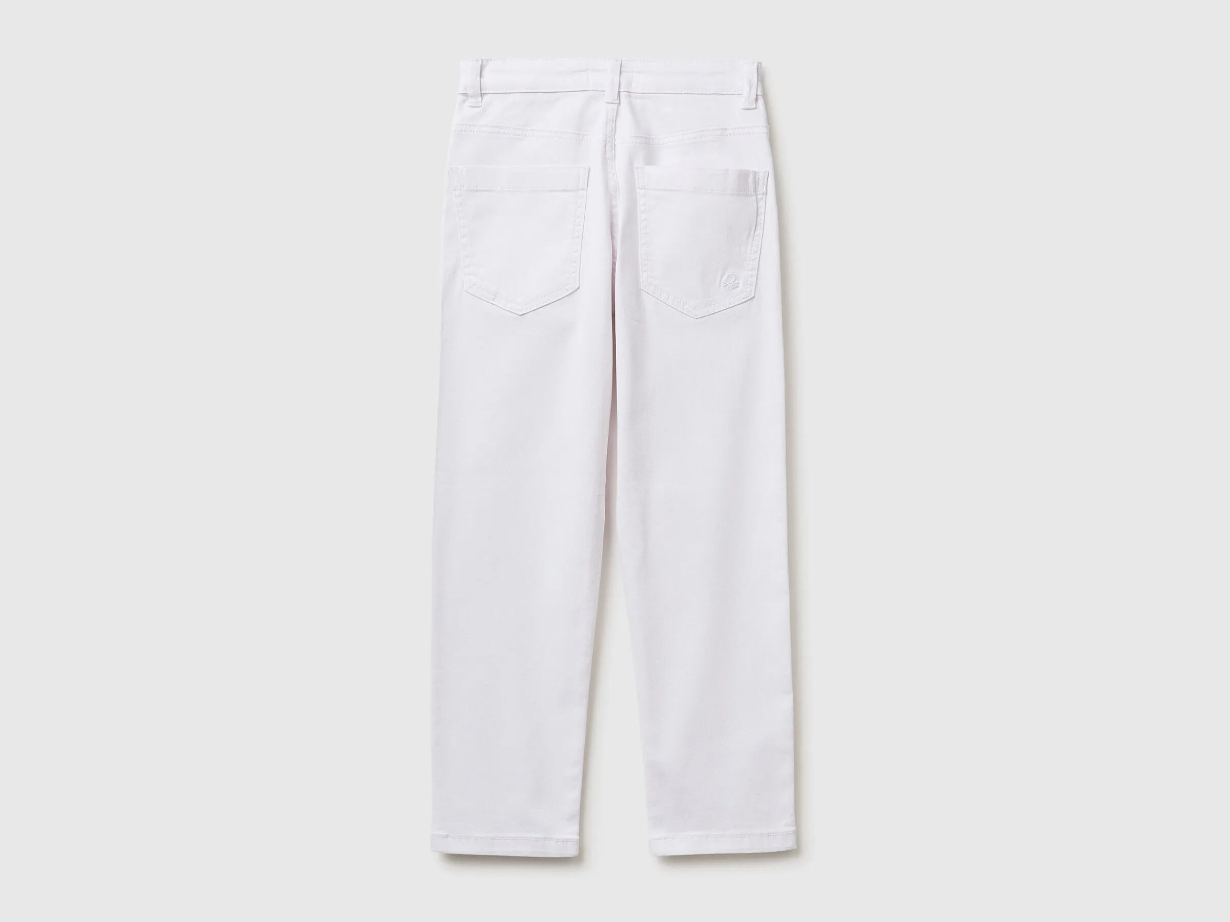 Benetton White Boys Stretch Cotton Trousers SKU: 4TCGCE04D_101 Image 02