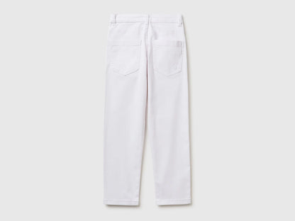 Benetton White Boys Stretch Cotton Trousers SKU: 4TCGCE04D_101 Image 02
