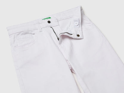 Benetton White Boys Stretch Cotton Trousers SKU: 4TCGCE04D_101 Image 03