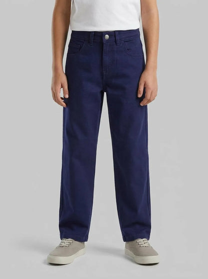 Benetton Dark Blue Boys Stretch Cotton Trousers SKU: 4TCGCE04D_252 Image 00