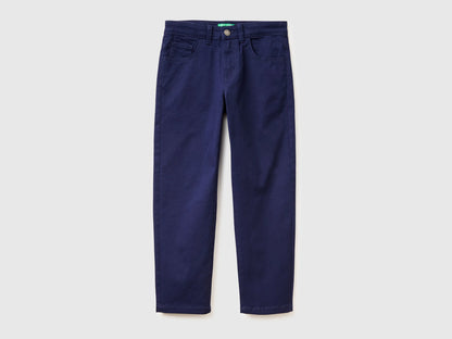 Benetton Dark Blue Boys Stretch Cotton Trousers SKU: 4TCGCE04D_252 Image 01
