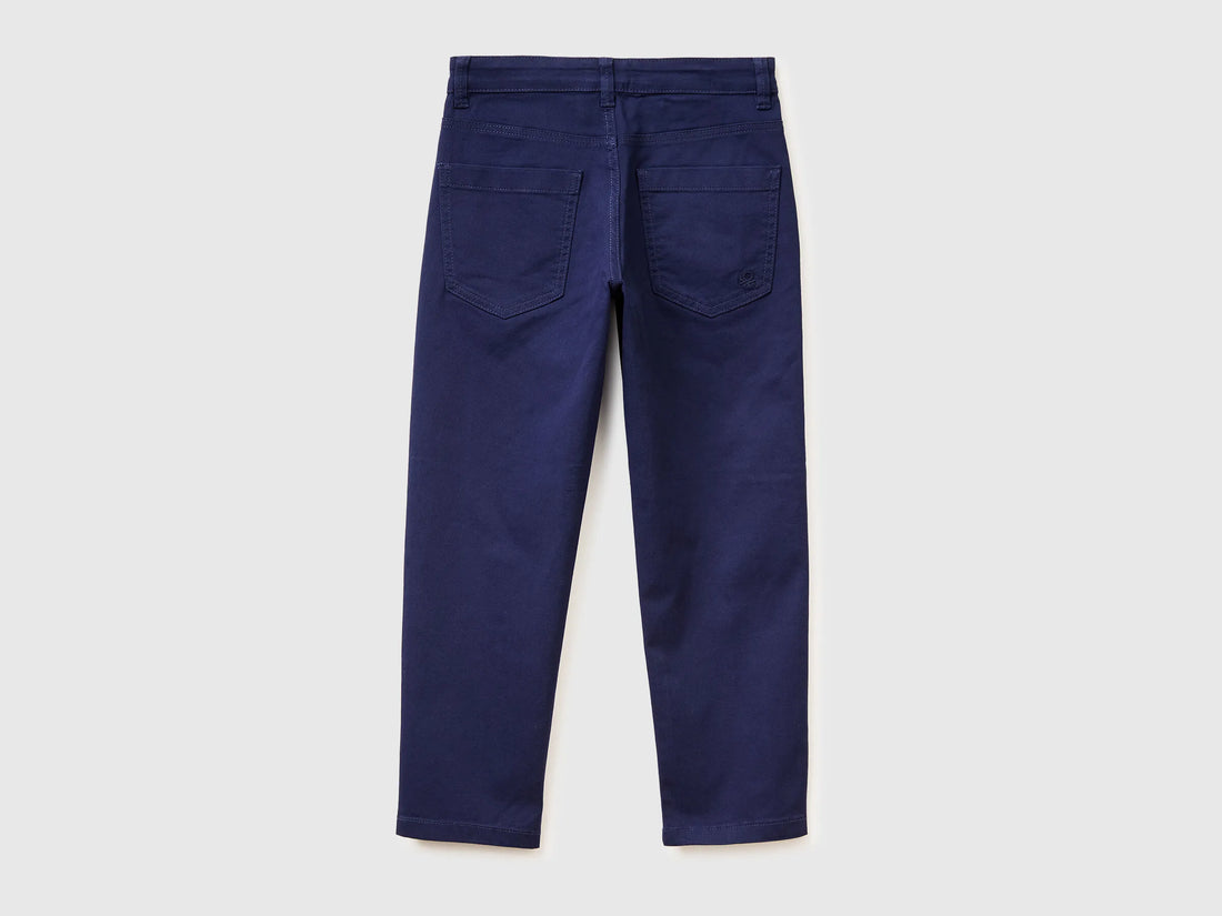 Benetton Dark Blue Boys Stretch Cotton Trousers SKU: 4TCGCE04D_252 Image 02