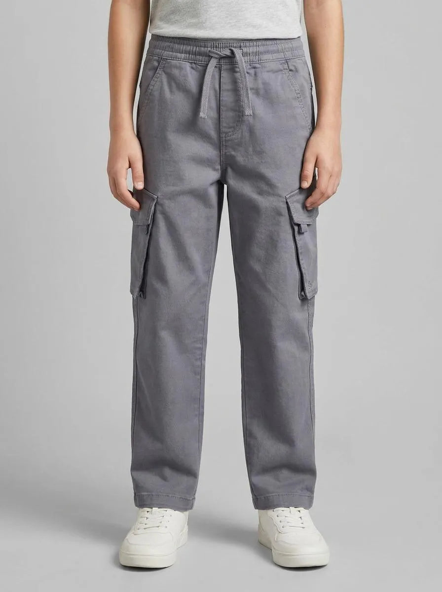 Benetton Dark Gray Boys Stretch Cotton Cargo Pants SKU: 4TCGCF05D_10N Image 00