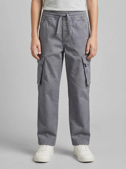 Benetton Dark Gray Boys Stretch Cotton Cargo Pants SKU: 4TCGCF05D_10N Image 00