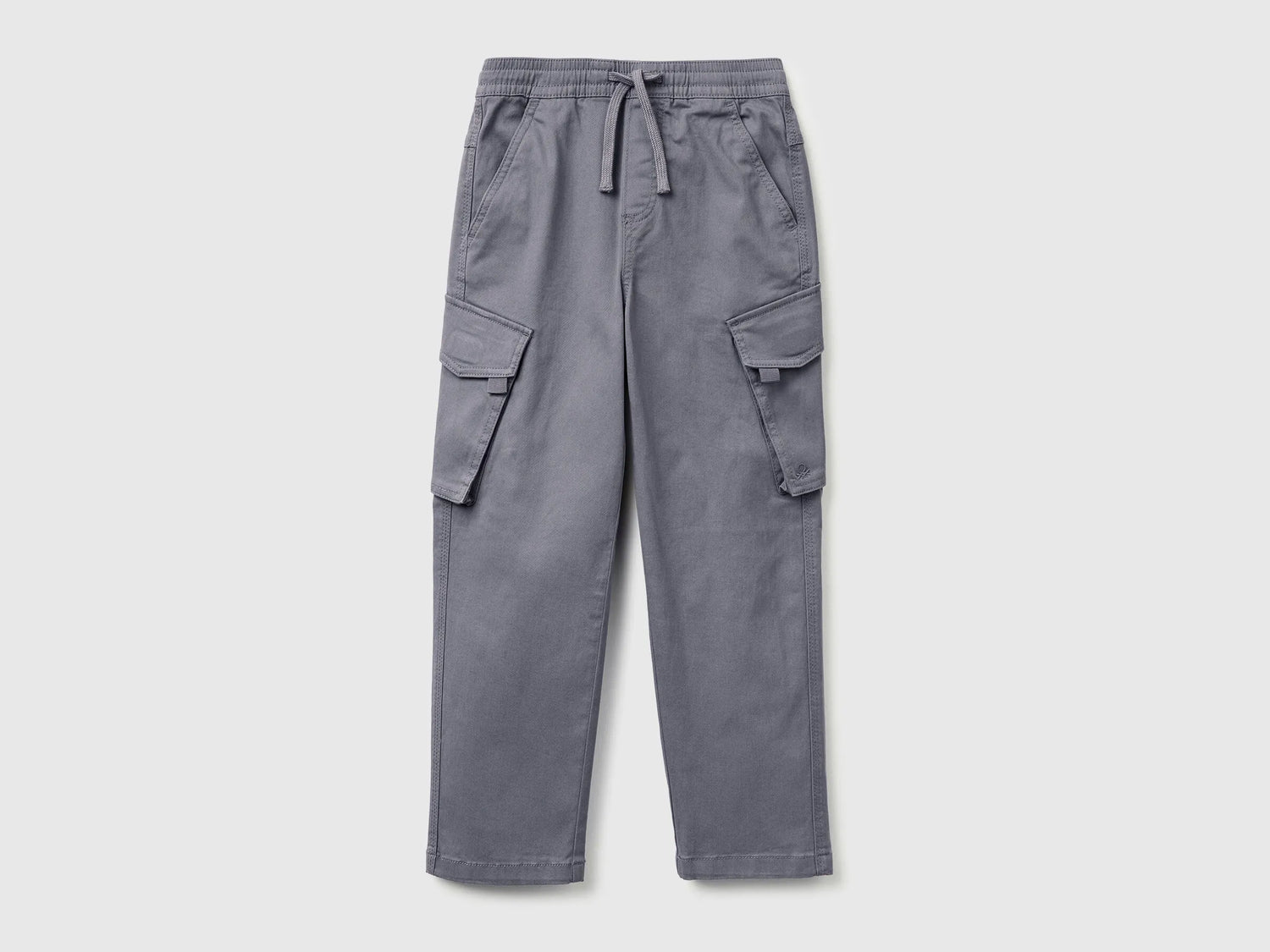 Benetton Dark Gray Boys Stretch Cotton Cargo Pants SKU: 4TCGCF05D_10N Image 01