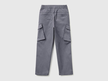 Benetton Dark Gray Boys Stretch Cotton Cargo Pants SKU: 4TCGCF05D_10N Image 02