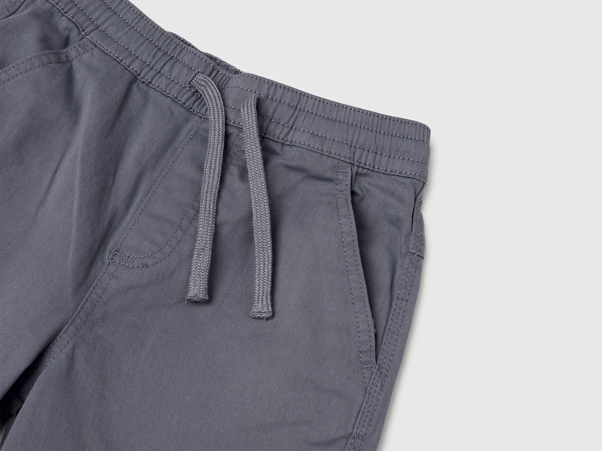 Benetton Dark Gray Boys Stretch Cotton Cargo Pants SKU: 4TCGCF05D_10N Image 03