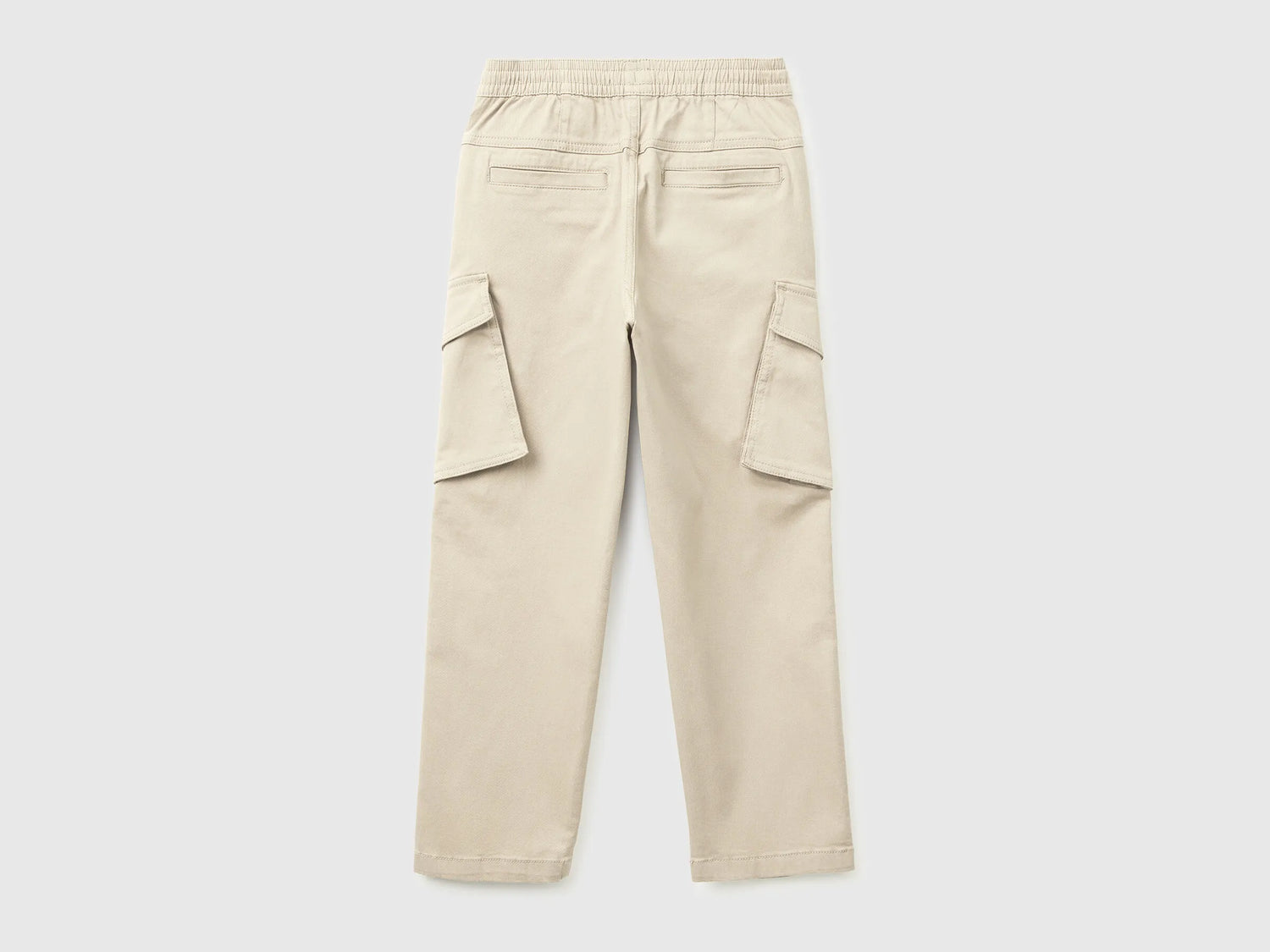 Benetton Beige Boys Stretch Cotton Cargo Pants SKU: 4TCGCF05D_152 Image 02