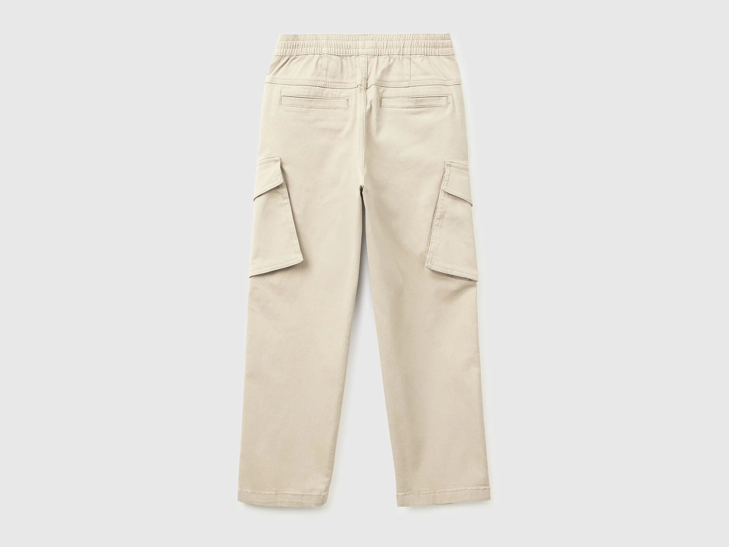 Benetton Beige Boys Stretch Cotton Cargo Pants SKU: 4TCGCF05D_152 Image 02