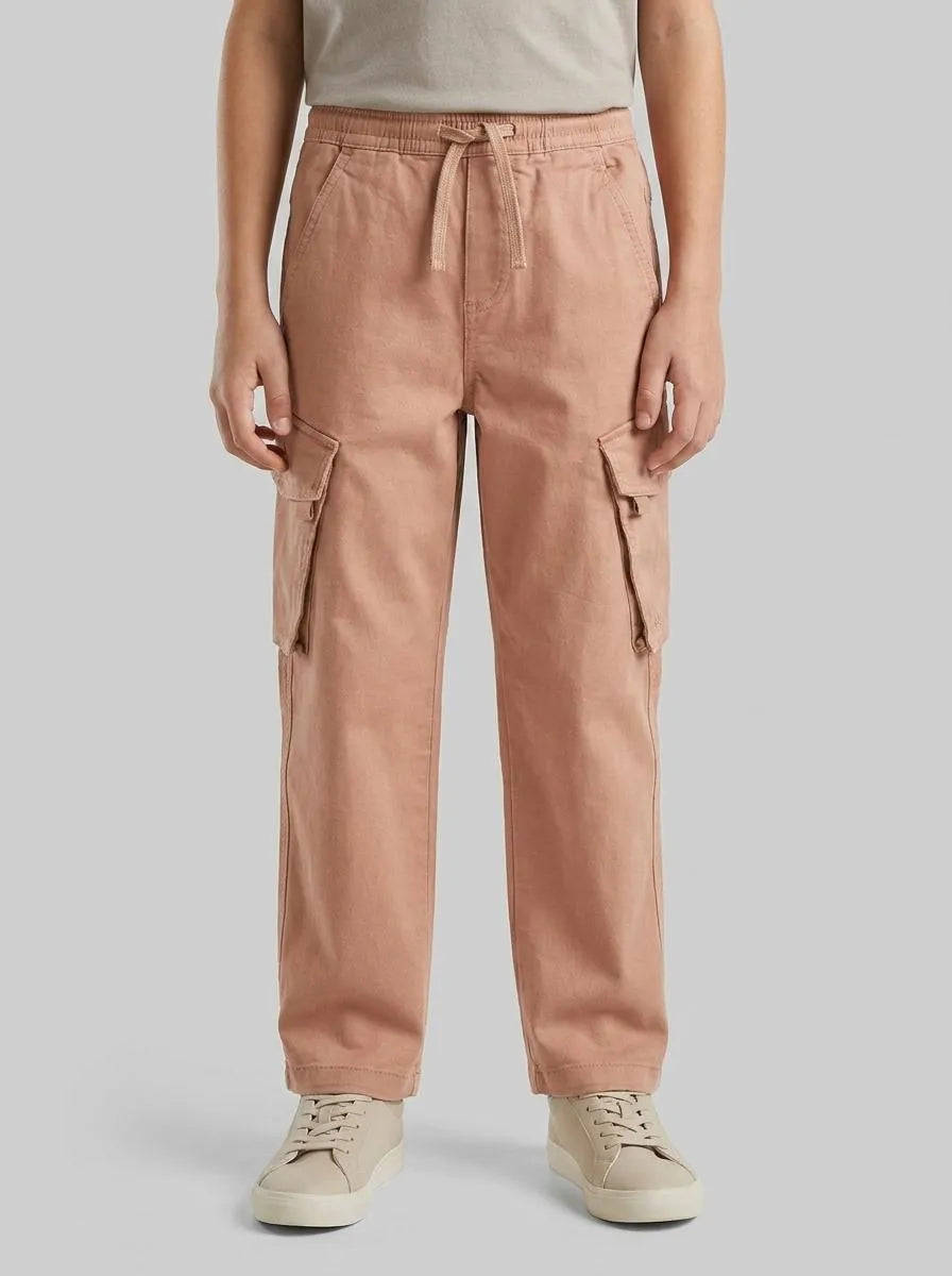 Benetton Camel Boys Stretch Cotton Cargo Pants SKU: 4TCGCF05D_34M Image 00