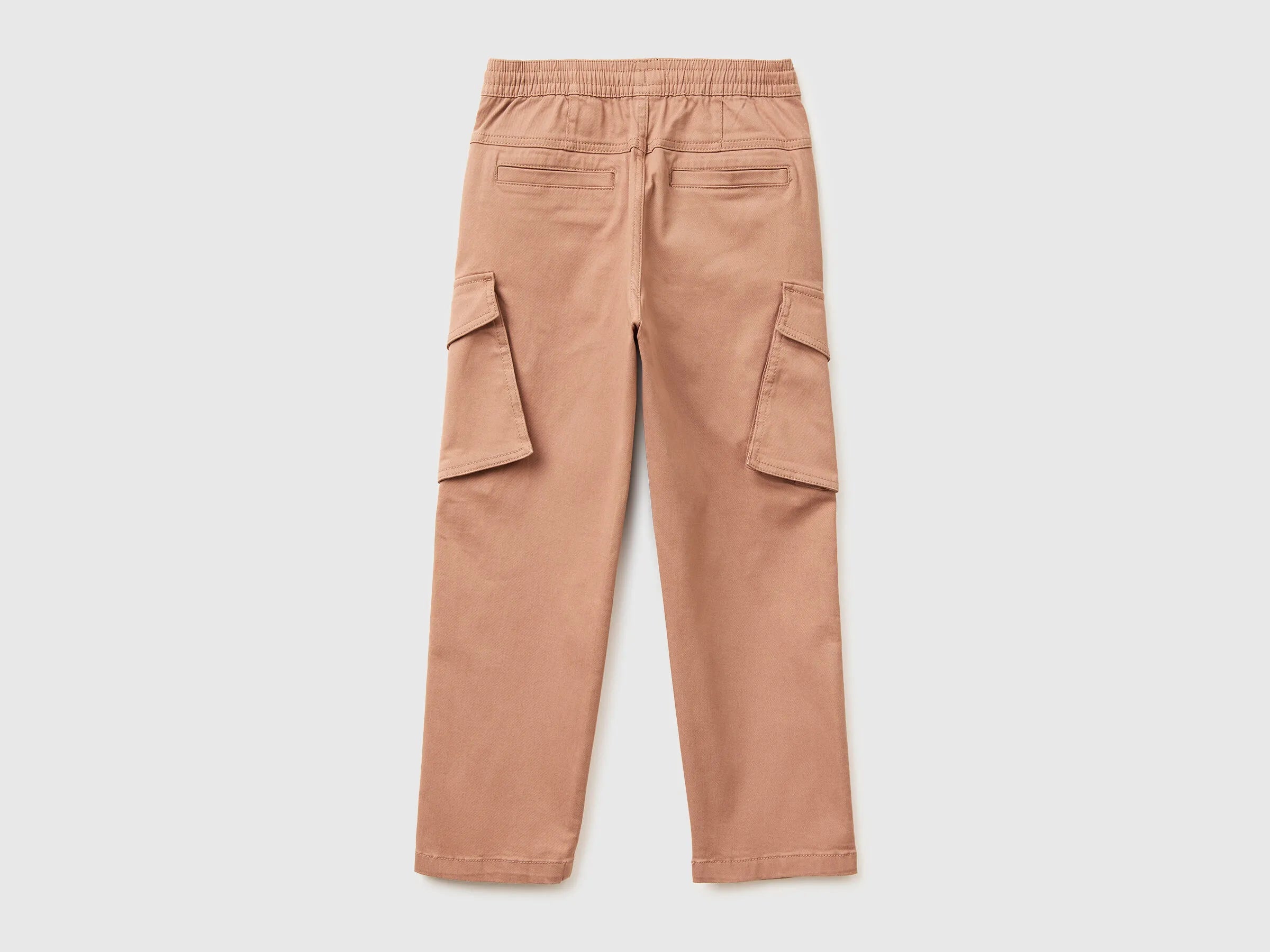 Benetton Camel Boys Stretch Cotton Cargo Pants SKU: 4TCGCF05D_34M Image 02