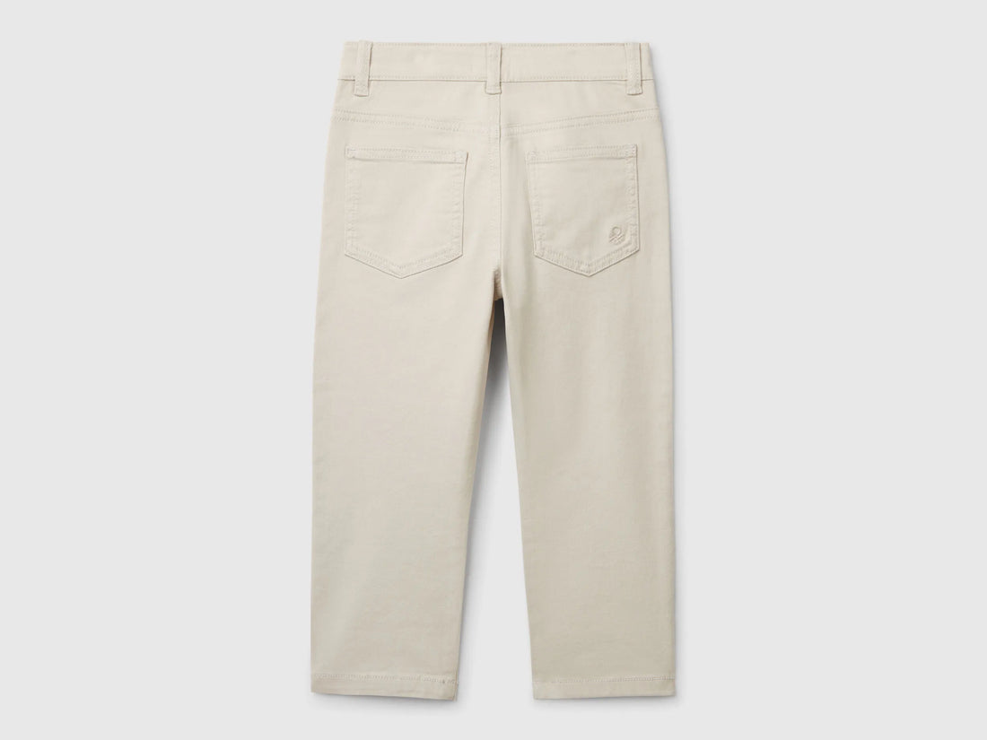 Benetton Beige Boys Five-Pocket Stretch Trousers SKU: 4TCGGE009_152 Image 02