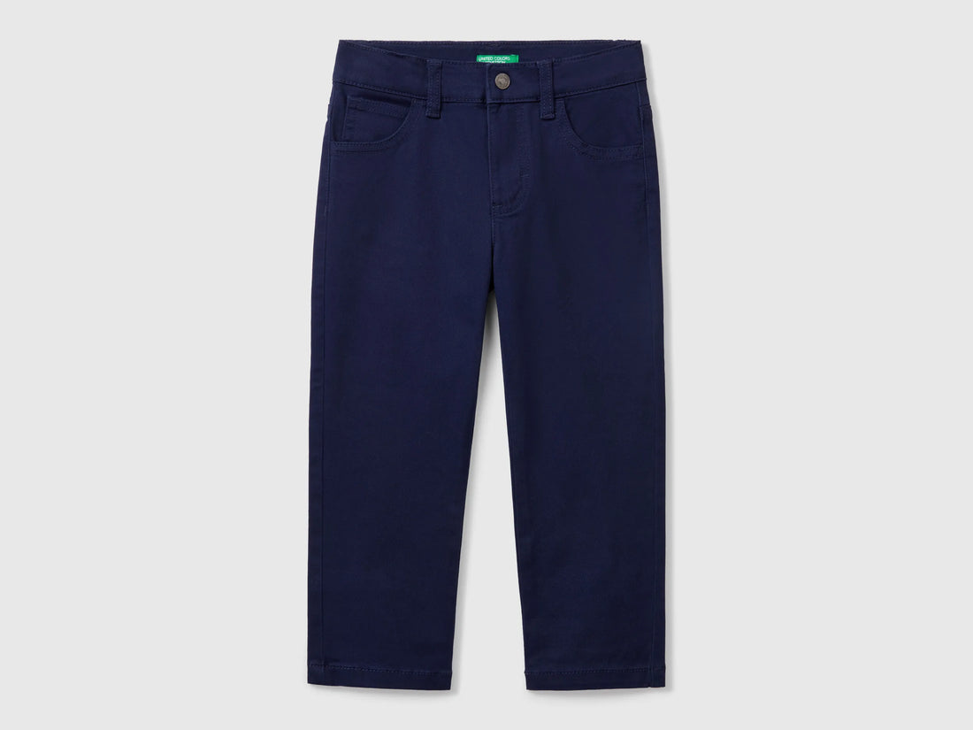 Benetton Dark Blue Boys Five-Pocket Stretch Trousers SKU: 4TCGGE009_252 Image 01