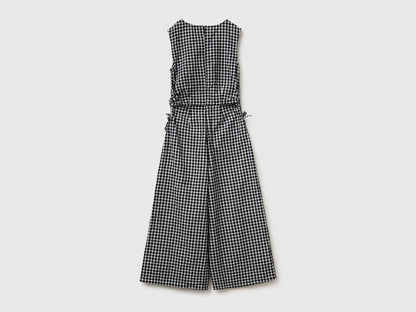 Benetton Black Girls Gingham Checkered Jumpsuit SKU: 4TEECT01B_902 Image 02