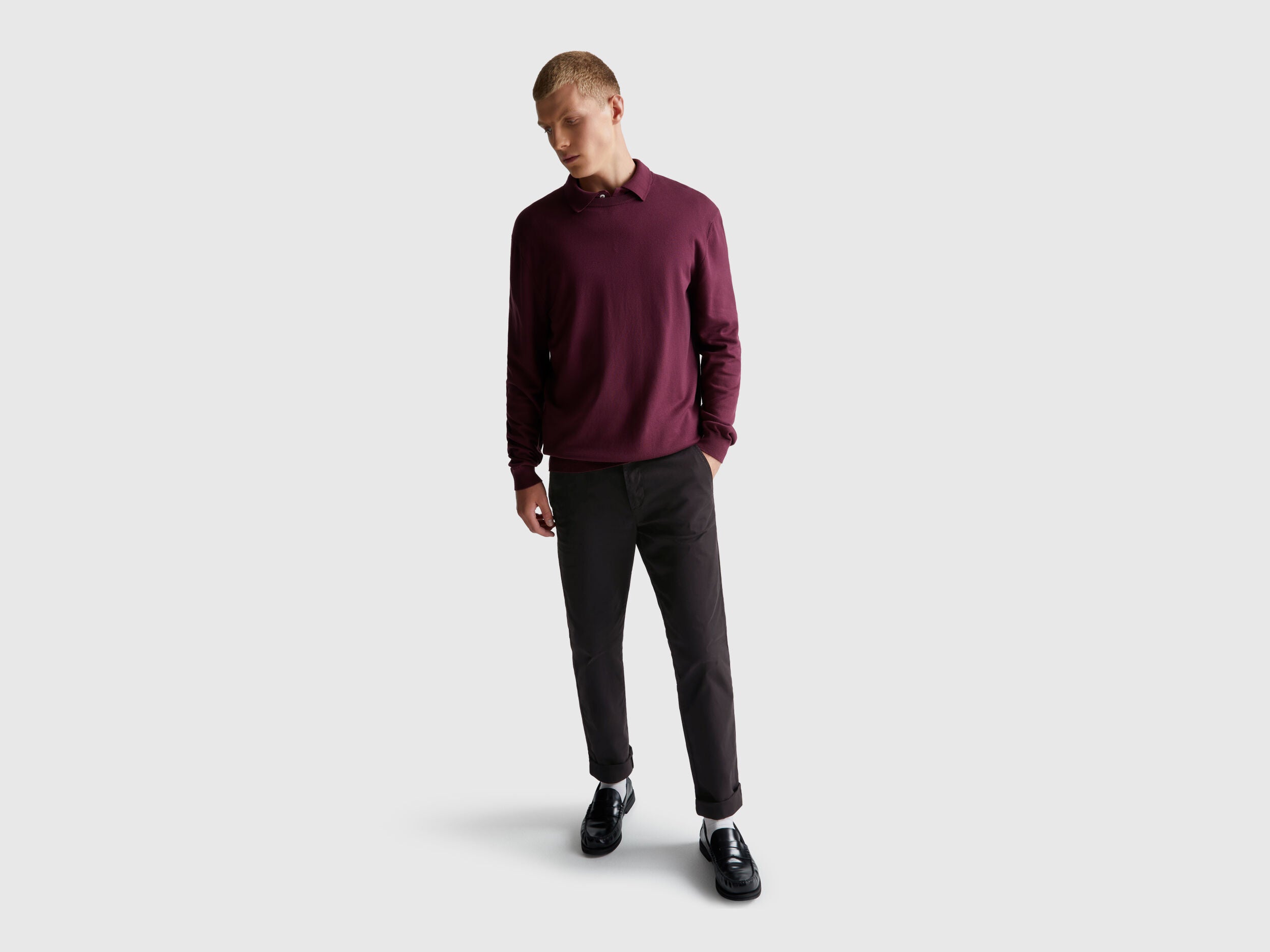 Benetton_Black_Slim Fit Cotton Chinos_4TZYUF04P_100_01