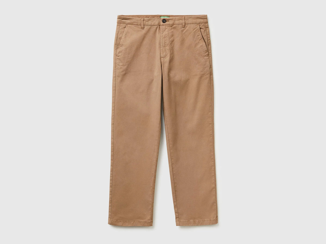 Benetton Brown Men Straight Fit Chinos SKU: 4TZYUF05H_04B Image 01