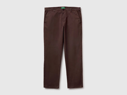 Benetton Dark Brown Men Straight-Fit Chinos SKU: 4TZYUF05H_16M Image 01