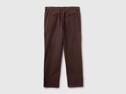Benetton Dark Brown Men Straight-Fit Chinos SKU: 4TZYUF05H_16M Image 02