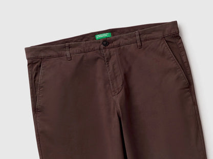 Benetton Dark Brown Men Straight-Fit Chinos SKU: 4TZYUF05H_16M Image 03