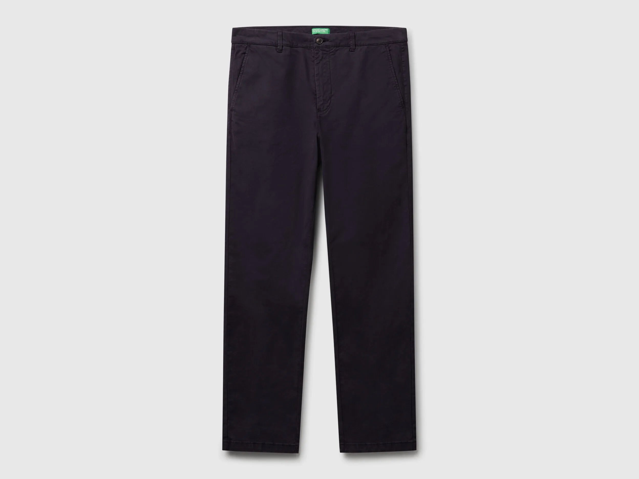 Benetton Dark Blue Men Straight Fit Chinos SKU: 4TZYUF05H_3C1 Image 05