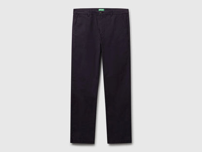 Benetton Dark Blue Men Straight Fit Chinos SKU: 4TZYUF05H_3C1 Image 05