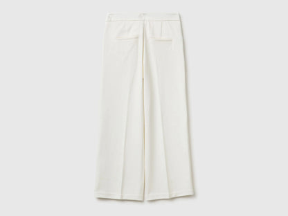 Benetton Creamy White Girls Elegant Trousers SKU: 4U7FCF05Q_074 Image 02