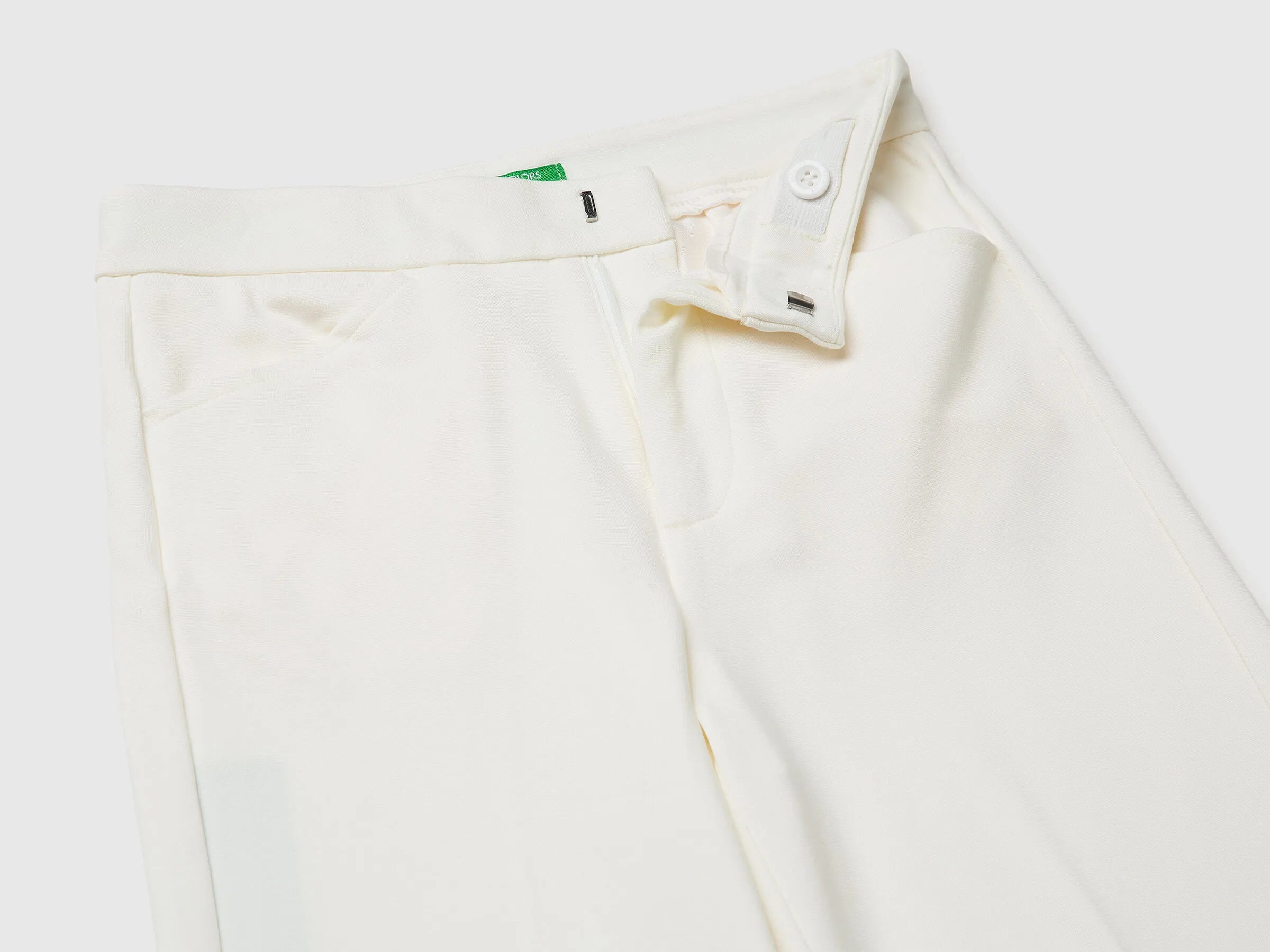 Benetton Creamy White Girls Elegant Trousers SKU: 4U7FCF05Q_074 Image 03