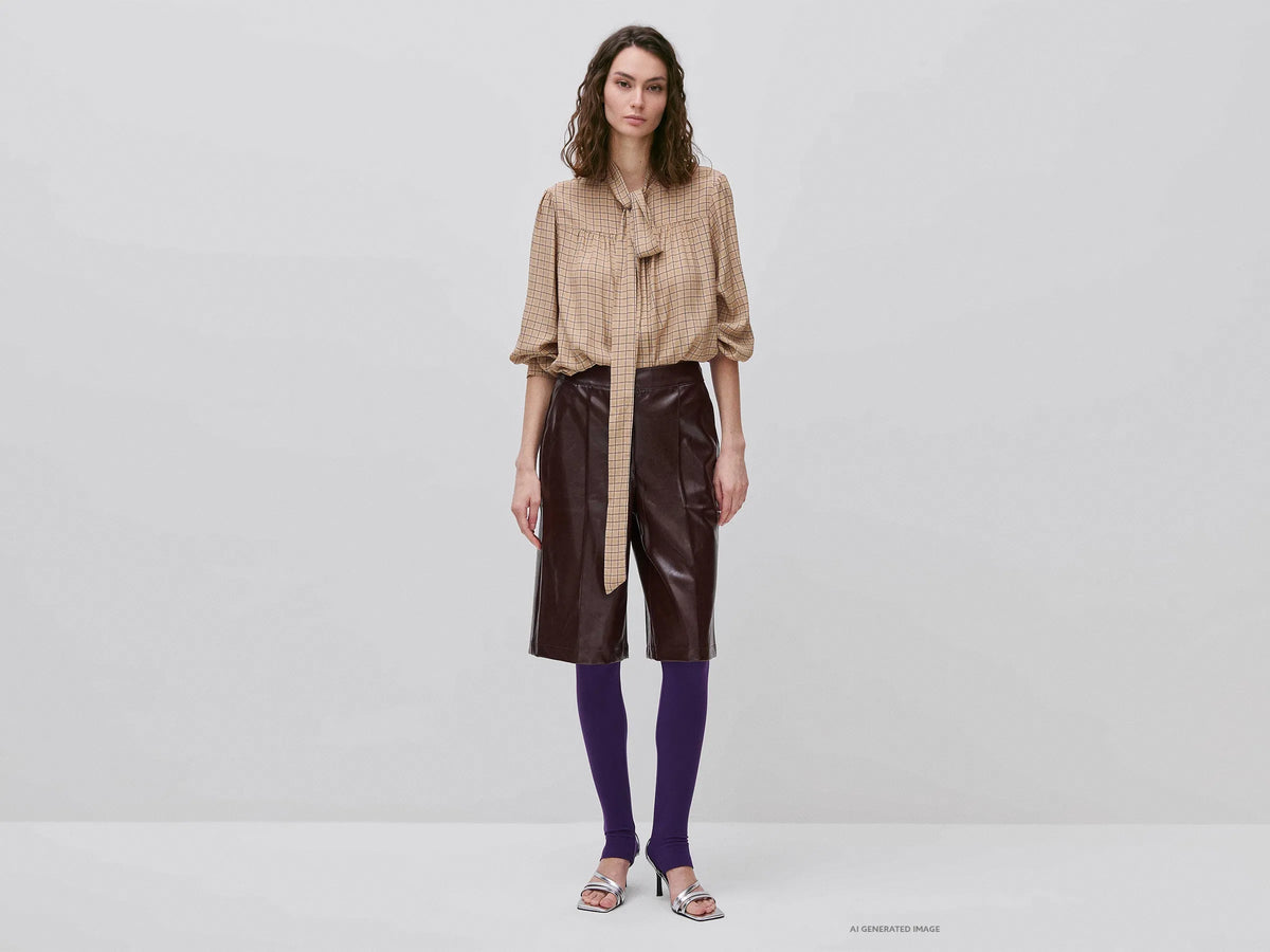 Benetton Brown Women Coated Fabric Bermuda Shorts SKU: 4UDYD902Y_901 Image 01