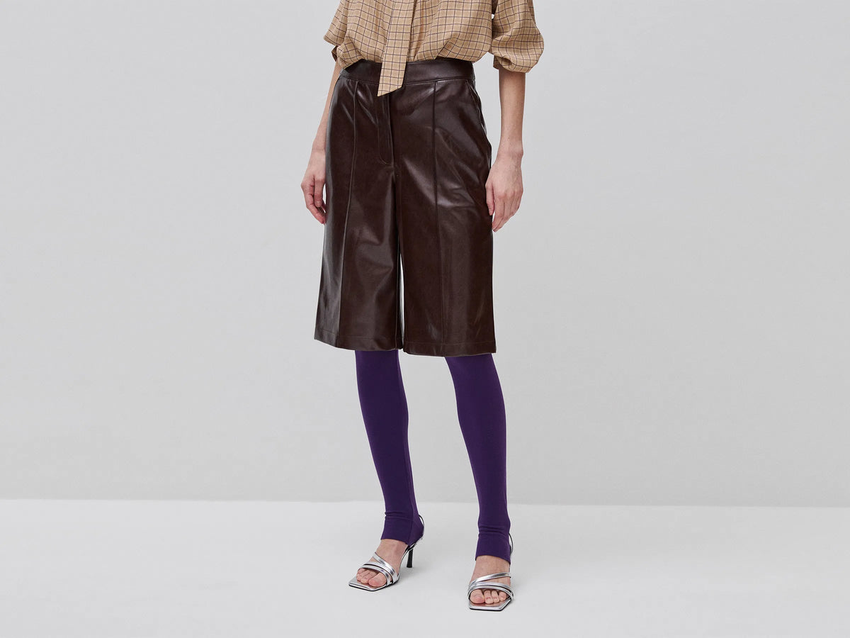 Benetton Brown Women Coated Fabric Bermuda Shorts SKU: 4UDYD902Y_901 Image 02