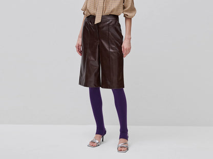Benetton Brown Women Coated Fabric Bermuda Shorts SKU: 4UDYD902Y_901 Image 02