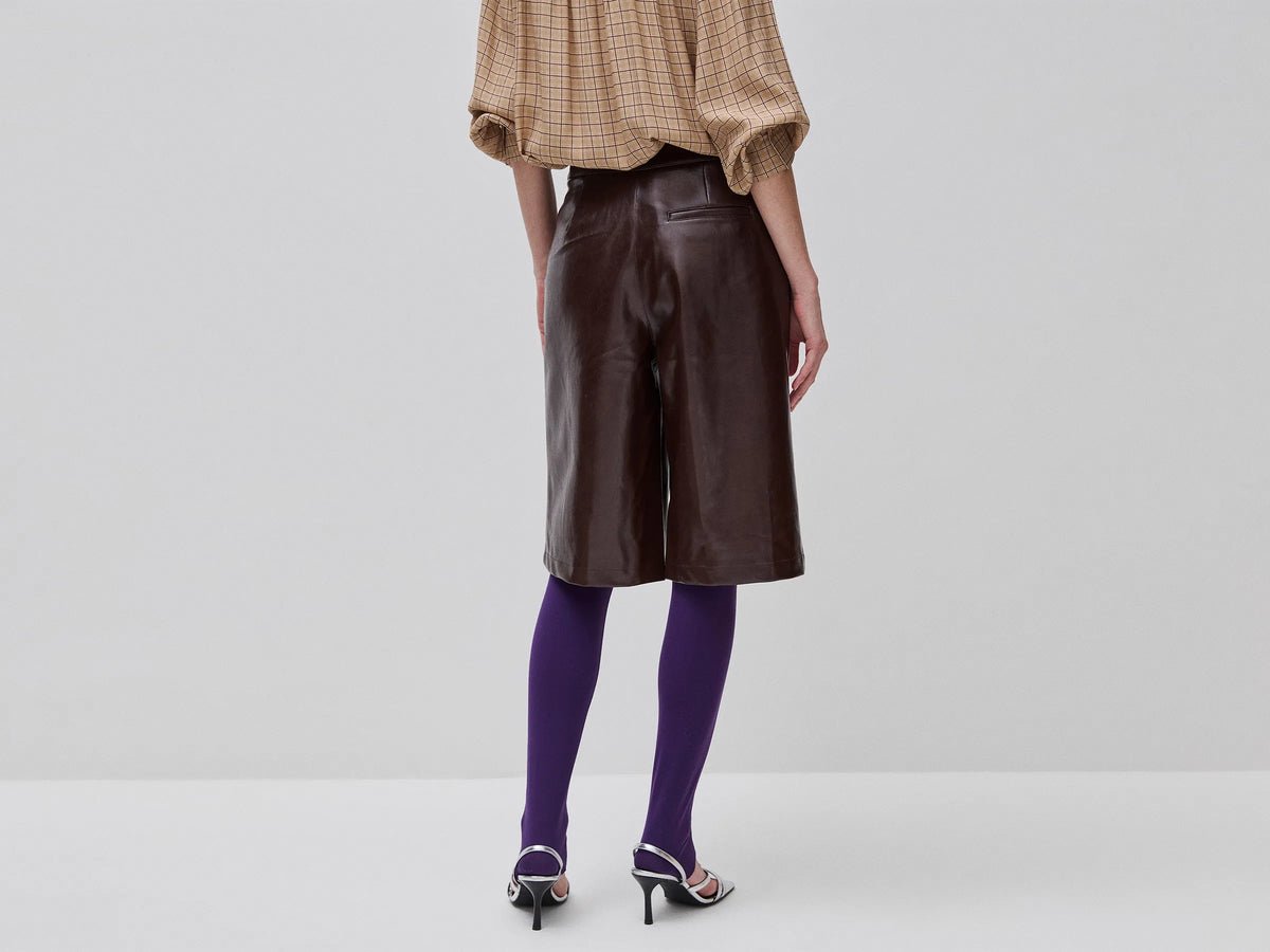 Benetton Brown Women Coated Fabric Bermuda Shorts SKU: 4UDYD902Y_901 Image 03