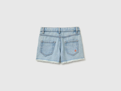 Benetton Blue Girls Lobster Denim Shorts SKU: 4UTPC9055_902 Image 02