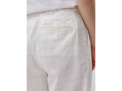 Benetton Creamy White Women Checkered Trousers SKU: 4V6GDF0BG_901 Image 04