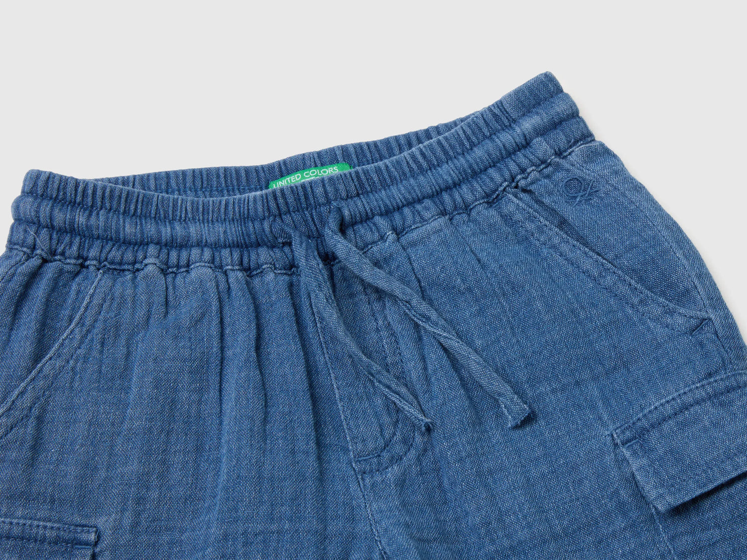 Benetton Dark Blue Boys Light Gauze Cargo Bermuda Shorts SKU: 4V7JG903A_901 Image 03