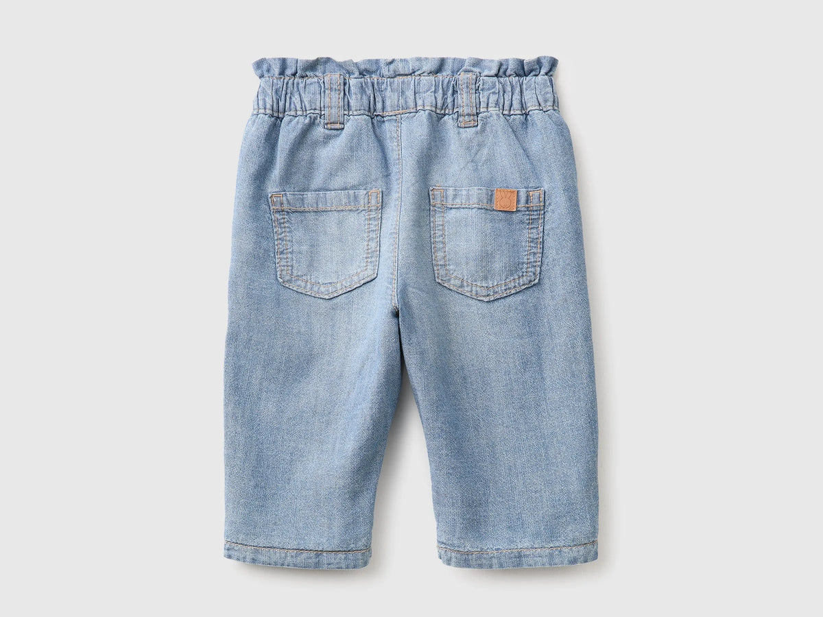 Benetton Light Blue Unisex High-Waisted Chambray Trousers SKU: 4VBYAF021_901 Image 02
