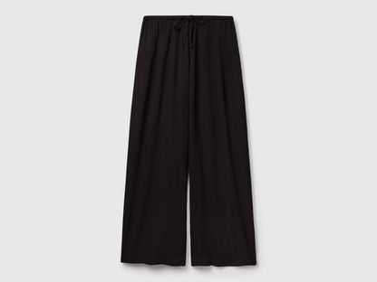 Benetton Black Women Wide Trousers with Elastic SKU: 4VW95F00C_100 Image 02