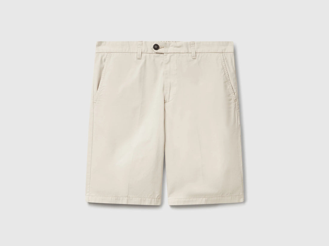 Benetton Beige Men Lightweight Cotton Chino Bermuda Shorts SKU: 4W3LU9014_152 Image 01