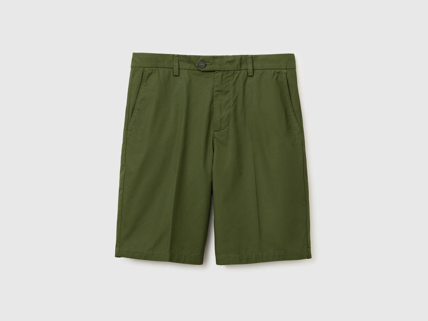 Benetton Olive Green Men Lightweight Cotton Chino Bermuda Shorts SKU: 4W3LU9014_35Y Image 01