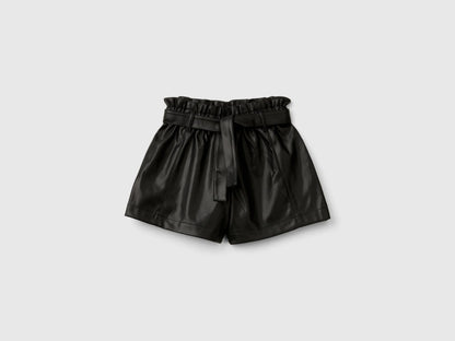 Benetton Black Girls Coated Fabric Shorts SKU: 4X2VC9035_100 Image 01