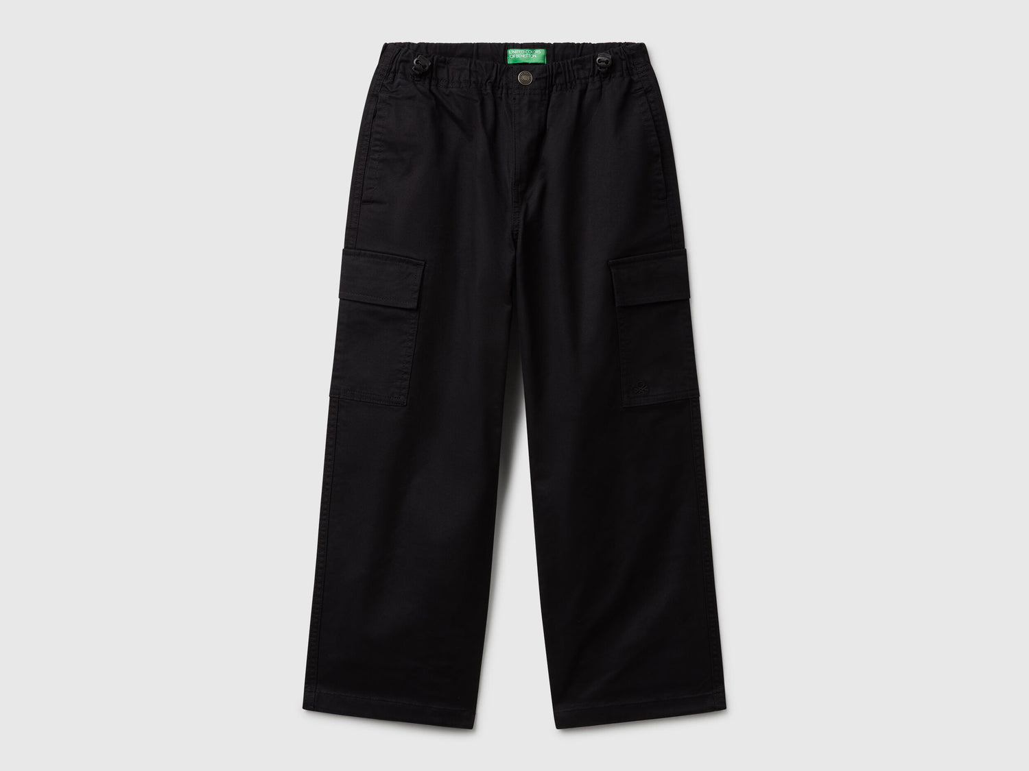 Benetton_Black_Parachute Trousers in Stretch Cotton_4XZXCF04I_100_01