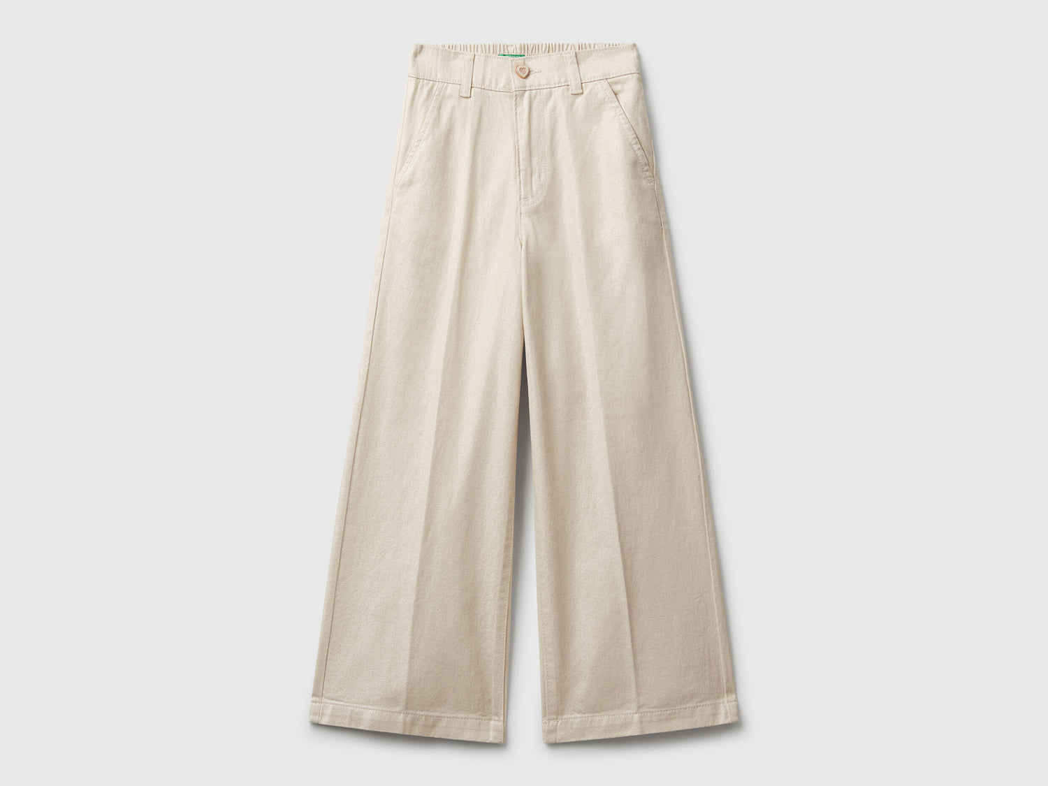 Benetton_Beige_Wide Trousers in Pure Cotton_4YPNCF052_901_01