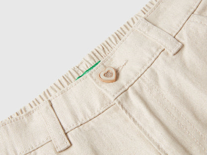 Benetton_Beige_Wide Trousers in Pure Cotton_4YPNCF052_901_03
