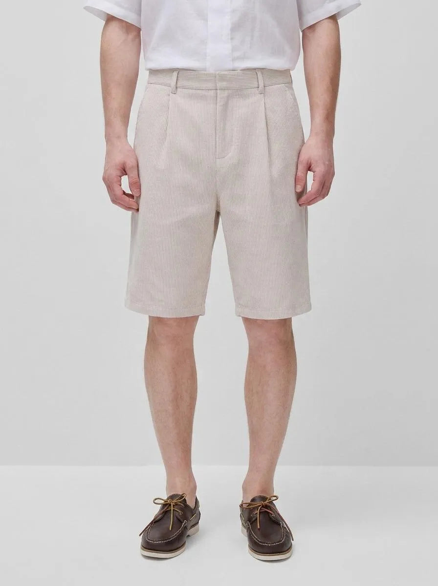 Benetton Creamy White Men Regular Fit Bermuda Shorts in Linen Blend SKU: 4YQSU901I_906 Image 00