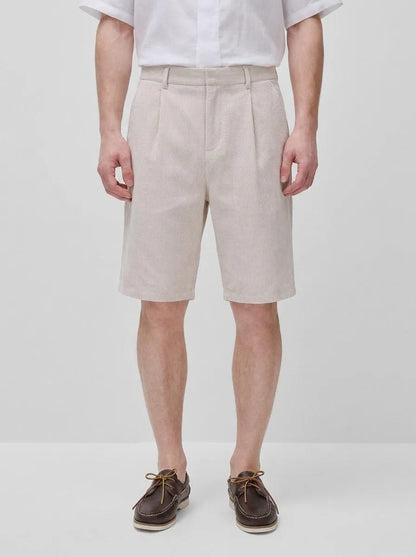 Benetton Creamy White Men Regular Fit Bermuda Shorts in Linen Blend SKU: 4YQSU901I_906 Image 00