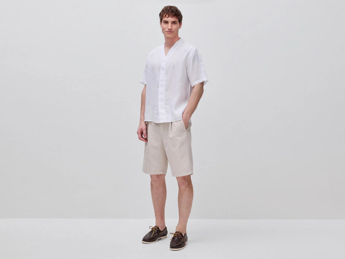 Benetton Creamy white Men Regular Fit Bermuda Shorts in Linen Blend SKU: 4YQSU901I_906 Image 02