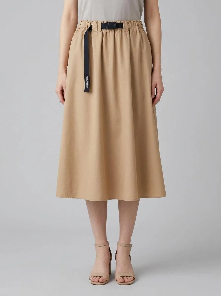 Benetton Camel Women Midi Skirt with Hook Waist SKU: 4Z0SD005M_21R Image 00