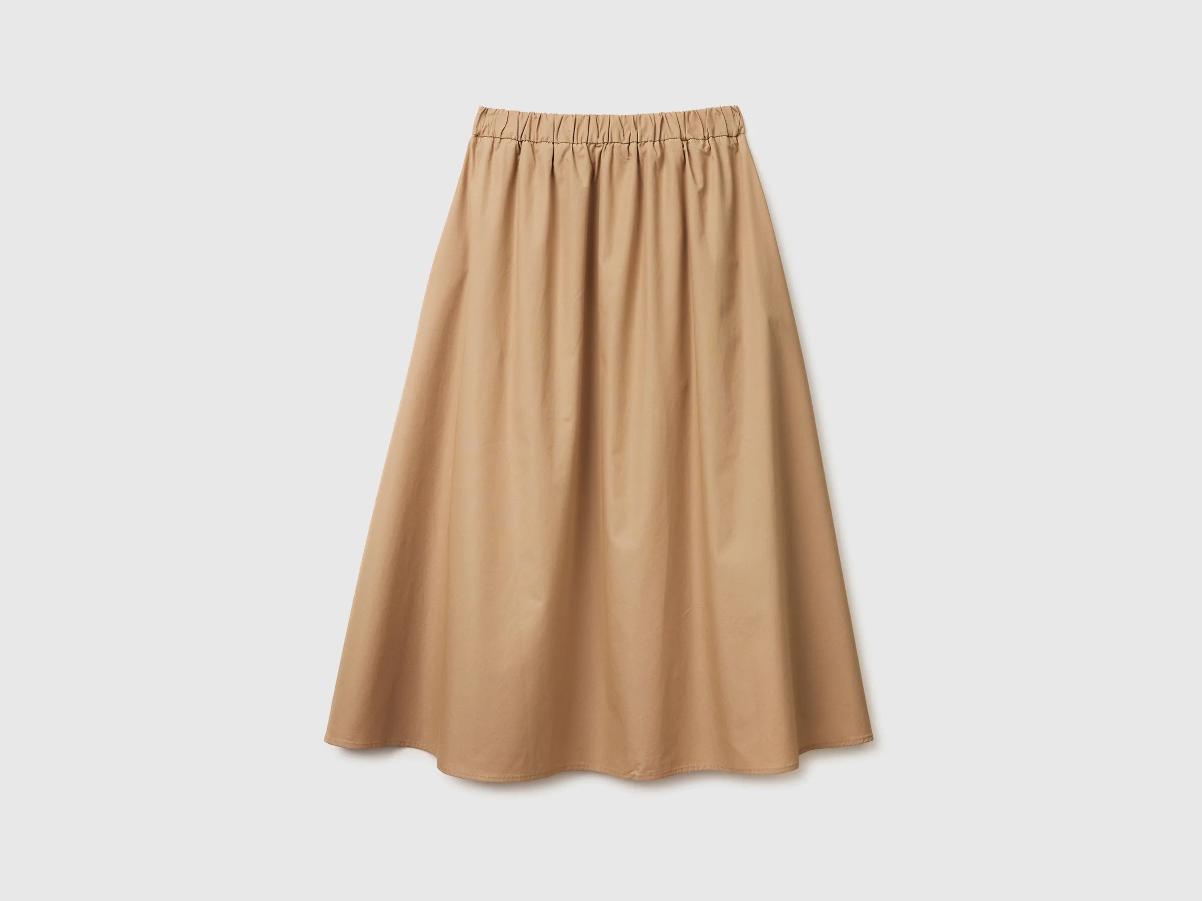 Benetton Camel Women Midi Skirt with Hook Waist SKU: 4Z0SD005M_21R Image 03
