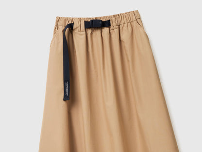 Benetton Camel Women Midi Skirt with Hook Waist SKU: 4Z0SD005M_21R Image 04